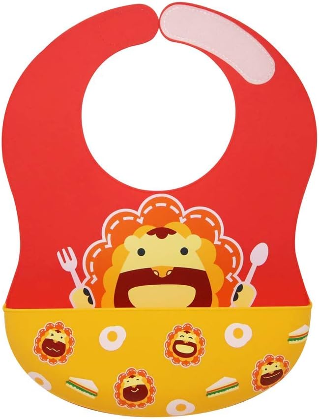 Marcus & Marcus Wide Coverage Silicone Baby Bib with Extra Large Crumb Catcher | Adjustable Velcro Closure | BPA Free | Dishwasher Safe - Marcus