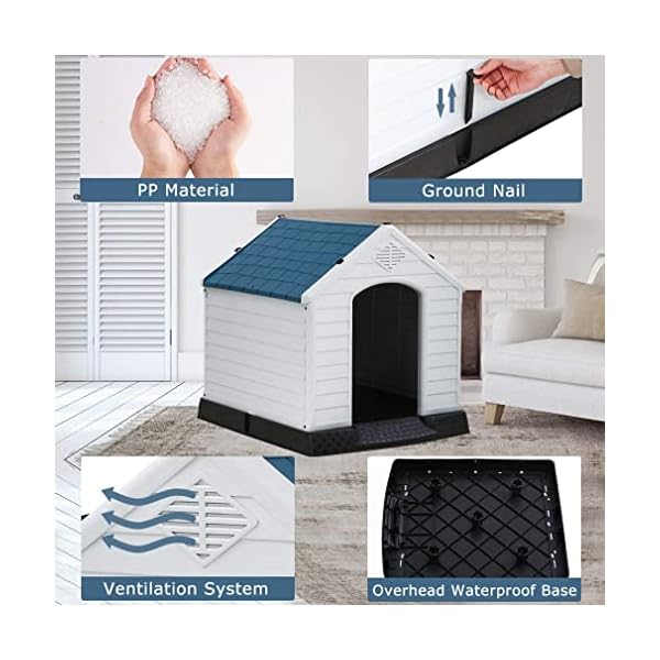 Dog House Big Dog House Plastic Dog Houses for Small Medium Large Dogs High All Weather Dog House with Base Support for Winter Tough Durable House with Air Vents Elevated Floor (41Lx37Wx39H) Dog House Big Dog House Plastic Dog Houses for Small Medium Large Dogs High All Weather Dog House with Base Support for Winter Tough Durable House with Air Vents Elevated Floor (41Lx37Wx39H)