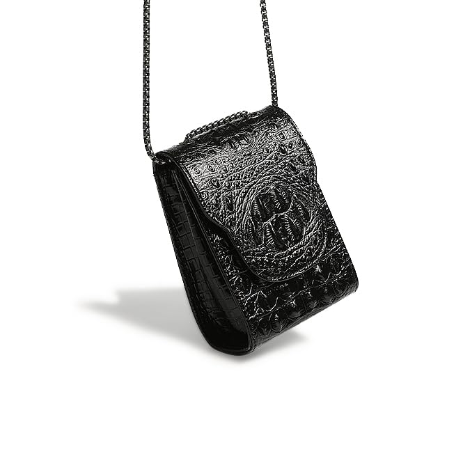 Women Cell Phone Bag Crocodile Pattern Vegan Leather Mini Crossbody Handbag for Women Black Leather Cross Body Bags2