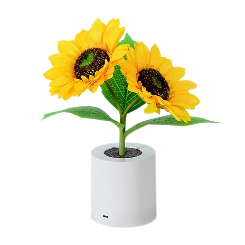 Evzvwruak B Rechargeable Sunflower LED Simulation Table Lamp Desk Lamp Simulation Flowers Decorative Atmosphere Lamp