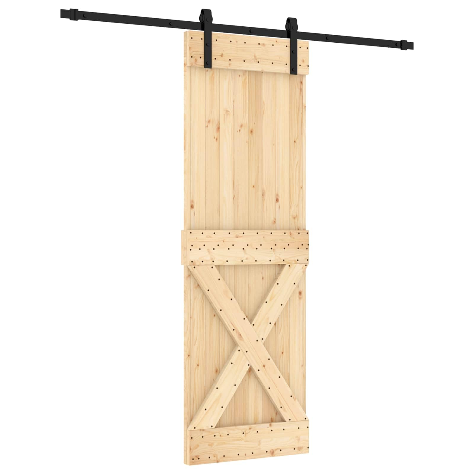Puerta corredera 70 x 210 cm y negro de madera de pino