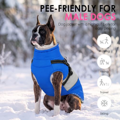 Image of AOFITEE Dog Coat Warm Dog Jacket with Harness Built in Pet Puffer Jacket XS