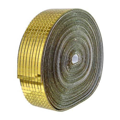 HIAKDOFT Adesivi Per Specchi Di Vetro Autoadesivi 5x5mm in Fibra Di Vetro, Piastrelle Murali Impermeabili Dorate 40mm x 10m, Decorazione Fai Da Te Per Casa, Cucina e Bagno