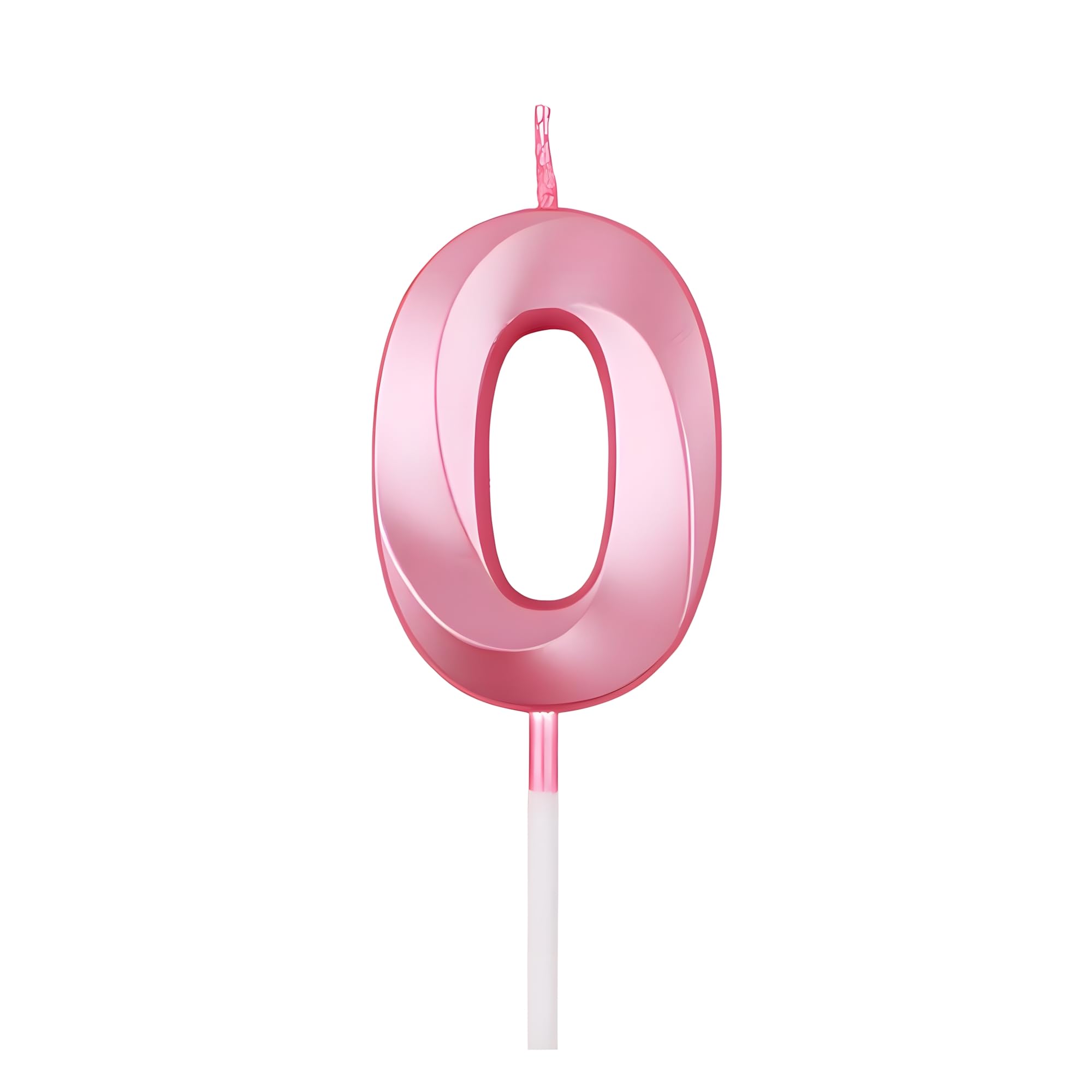 Juzfun Birthday Number Candle 0 for Cake Decoration Anniversary Party Celebration Metallic Pink Colour Size : Width 5 x Height 7 CM