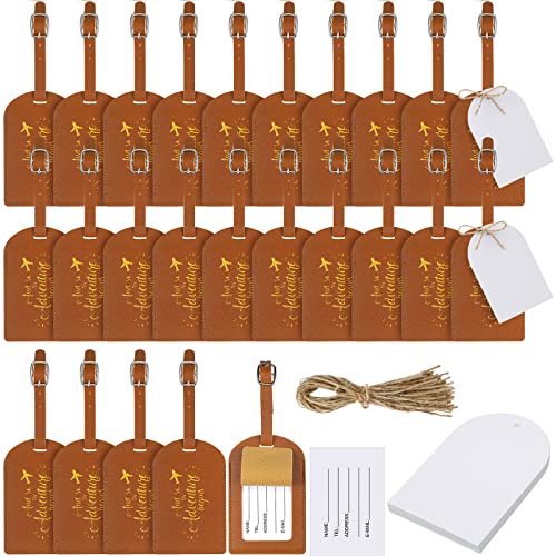 Image of Amylove Bulk Luggage Tags Wedding Favors Adventure Begins Luggage Tags for Guests Travel Tag for Suitcase Bridal Gift 24 Pack