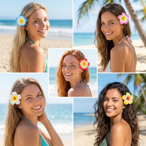 10 Piezas Clips Flores Plumeria Multicolor para Cabello miniatura 4