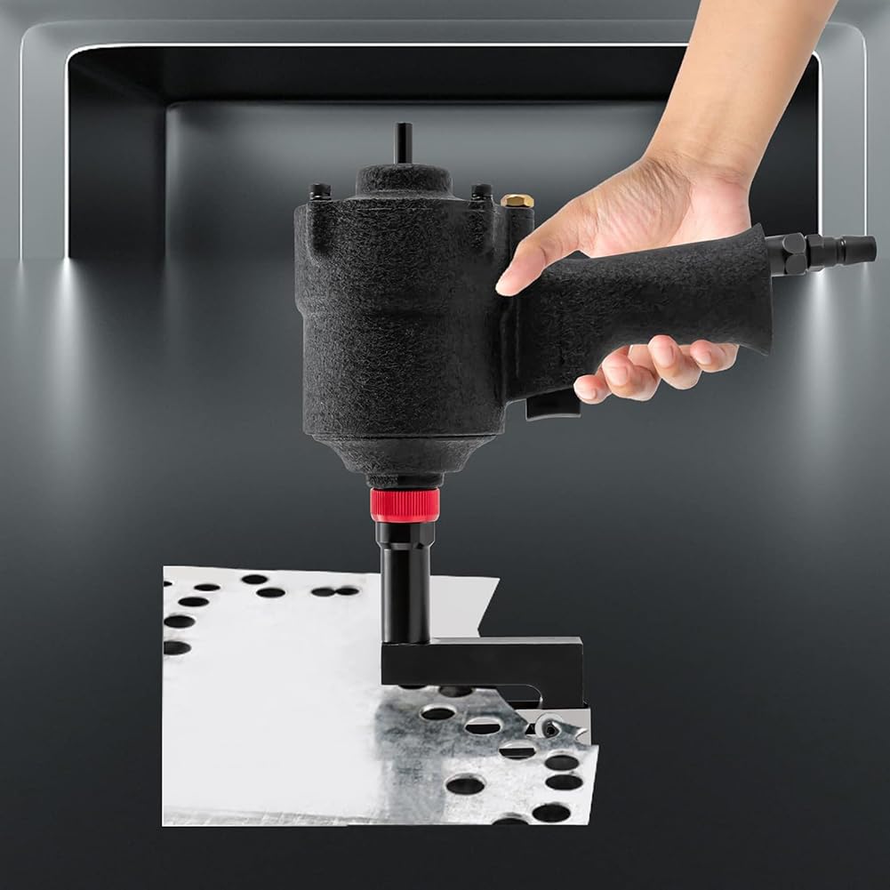 3,2-13 Mm Perforatore Pneumatico, Rotazione A 360° Air Metal Utensile Perforatore Perforatore per Metallo Apriflangia per Porte, Finestre, Uffici E AbitazioniBlack, 9mm