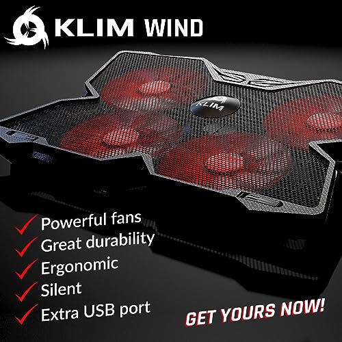 KLIM Wind Laptop Cooling Pad - More Than 500 000 Units Sold - New Version - The Most Powerful Rapid Action Cooling Fan - Laptop Stand with 4... - Image 2
