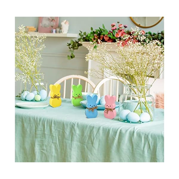 Gift boutique 4 easter bunny peeps table decorations centerpieces wooden spring shaped peep bunnies rabbit tiered tray table top sign decor for mantle home wood rustic farmhouse party supplies  urban country home decor