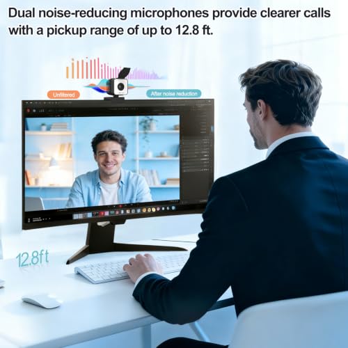 Image of 4K Webcam for PC& Mac,PDAF Autofocus,Dual Noise-Canceling Mics,USB-A | 86 FOV,1 /2.5 inch Sensor, Auto Light Correction,Remote Control&Max 9X Hybrid Zoom ,Ideal for Livestreaming and Online Meeting