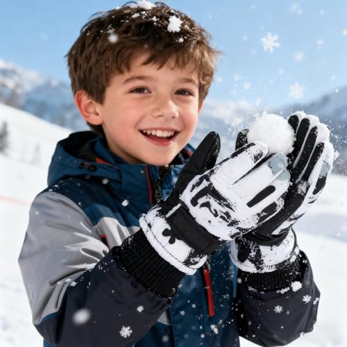 Kids-Ski-Gloves for Boys & Girls 6-9 Years - Windproof Winter Gloves, Non-Slip Snow & Cycling Mittens for Cold Weather2