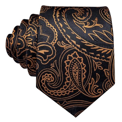 Image of Barry.Wang Men Tie Set Paisley Silk Necktie Pocket Square Cufflinks Formal Wedding Business Party