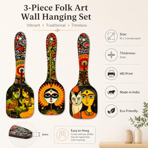 Image of Zesta Wooden Wall Hanging Decorative Items /Hanging Home Wall Decor Items /MDF Decoration Items for Home /Cute Wall Art For Living Room /Home Decor Items Living Room (Rajasthani Spoon)