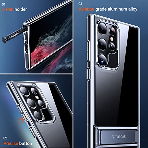 Torras Moonclimber Galaxy S22 Ultra Case [Upgraded Armor-Level Shockproof][3 Stand Ways] Ultra Hd Clear Slim Hard Kickstand Protective Compatible For Samsung Galaxy S22 Ultra Case thumb #5