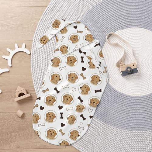 Image of Golden Retriever Swaddle Blanket with Hat for Baby, Dog Theme Swaddling Baby Stuff