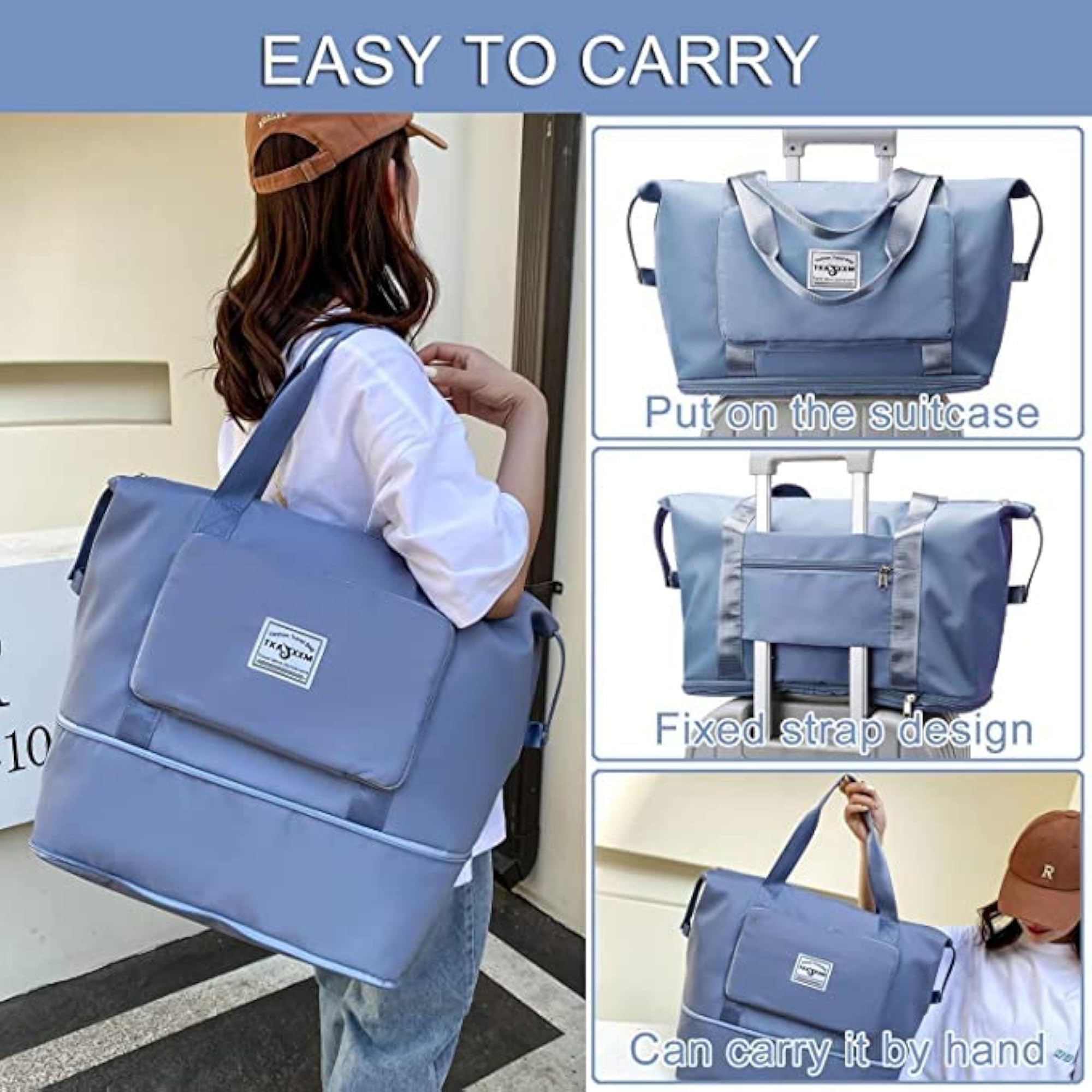 Large Capacity Folding Travel Duffel Bag for Sports and Gym