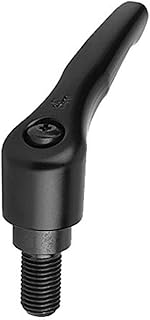Kipp 06460-3101X50 Zinc Adjustable Handle with M10 External Thread, Modern Design Style, Steel Components, Metric, Black Satin Powder-Coated Finish, Size 3, 50 mm Screw Length
