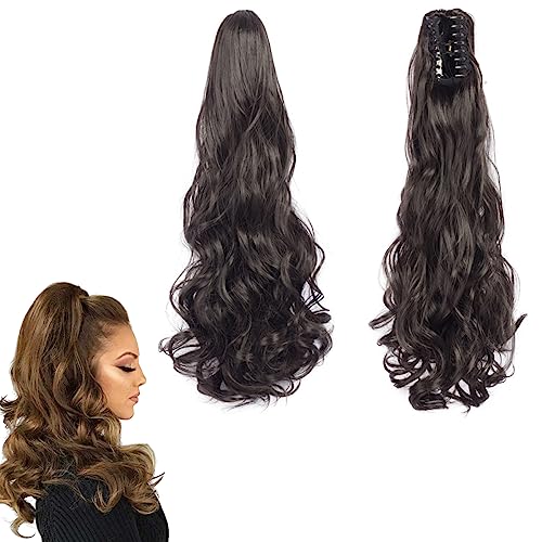 prinfantasy Halo Hair Extension Clip in Ponytail Extension Curly Synthetic Fake Hair Pony Tail Pre Stretched Natural Colorful Hair Pieces for Women Girls 1PCS,GBMW002