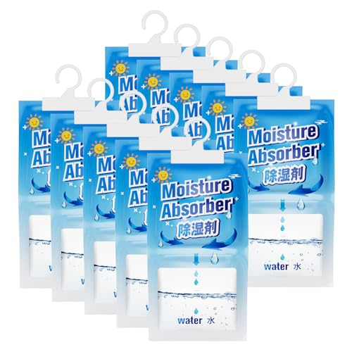 GOAMGE 10Pcs x 250g Antihumedad Armarios, 500ml Absorbe Humedad, Deshumidificador Ecológicas Colgantes para Armario, Bolsas Antihumedad Armarios para Baño Húmedo, Sótano, Oficina & Caravana