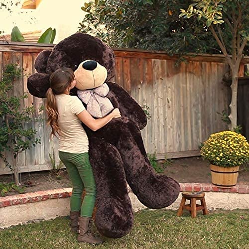 Image of 5 Feet Giant Teddy Bear | Dark Coffee Brown Soft Plush Stuffed Toy | Cuddly, Huggable & Luxurious | Valentine, Birthday, for Girls, Kids, Wife, Girlfriend (5 Feet, Chocolate)