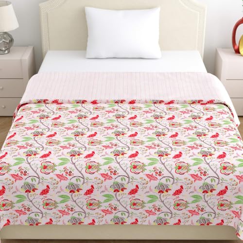 Image of Home Ecstasy 100% Cotton Mulmul Reversible Dohar for Single Bed 210 GSM (56 x 88 inches), Pink
