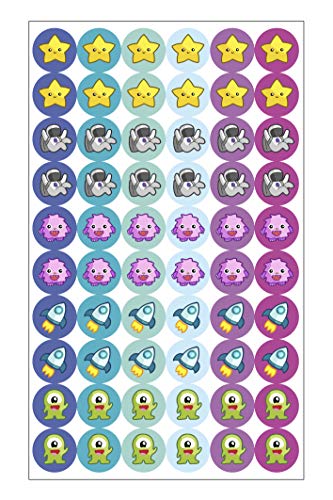 Haberdashery Online - Set Abbinamento Calzini, 60 Etichette Termoadesive, Facile da Applicare, Morbido e Resistente, Lavabile, Galaxy, 1.5 cm, Carta.