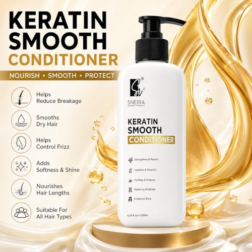Image of Keratin Smooth Conditioner 400 ml, Repair for Reducing Hair Loss & Breakage, Upto 95% stronger hairs,Sulphate & Paraben free,Treatment For Dry & Frizzy Hair,Unisex Suitable for all hair types