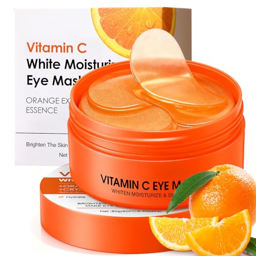 60 Vitamin-C Under Eye Patches,Parche Gel Ojos Vitamina C & Collagen, Anticernes y Anti-Puffiness,Hidratante Contorno de Ojos,Reduce Ojeras,Bolsas & Líneas Finas,Anti-Age Eye Treatment
