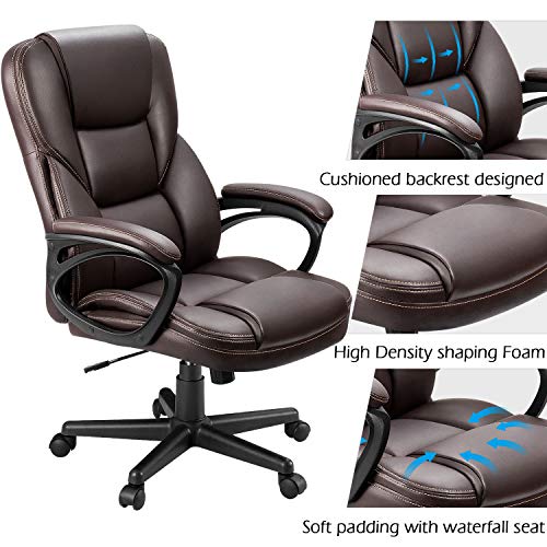 Furmax Office Executive Chair High Back Adjustable Managerial Home Desk Chair, Swivel Computer PU Leather Chair with Lumbar Support (Brown) - Image 6