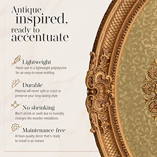 Image of Oval Golden Rocaille Gold Chandelier Ceiling Medallion or Fan Medallion, 43 Inches
