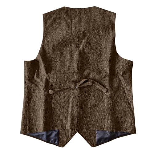 Mens Vintage Waistcoat Tweed Suit Vest V Neck Casual Wool Caot Wedding Groomsmen Prom Party Herringbone Tuxedo Jacket3