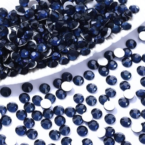 Image of Montana Flatback Rhinestones, Glass Rhinestones for Nail Art and Craft, Glue Fix, Loose Crystal Gemstones(Montana, SS12, 1440pcs, 2.9-3.0mm)