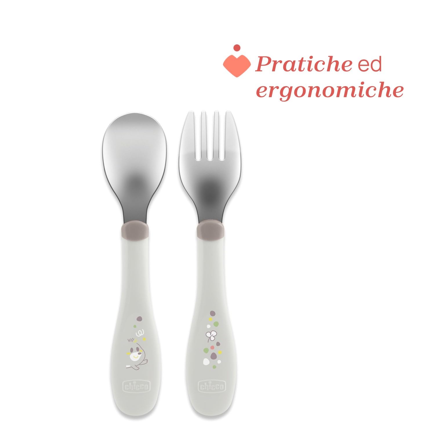 Chicco Posatine Inox Set Pappa 2 Pezzi 18M+ Acciaio Inossidabile