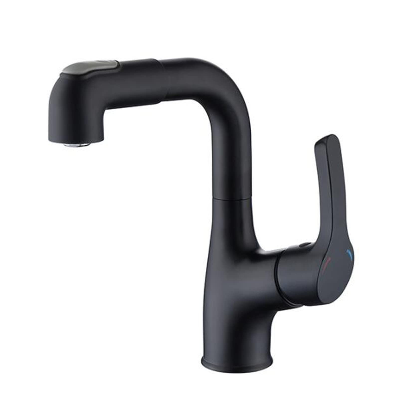 VDOQTLJT Bathroom Sink Faucet with Pull Out Spray Brass Hot and Cold Dual Mode Swivel Faucets Black