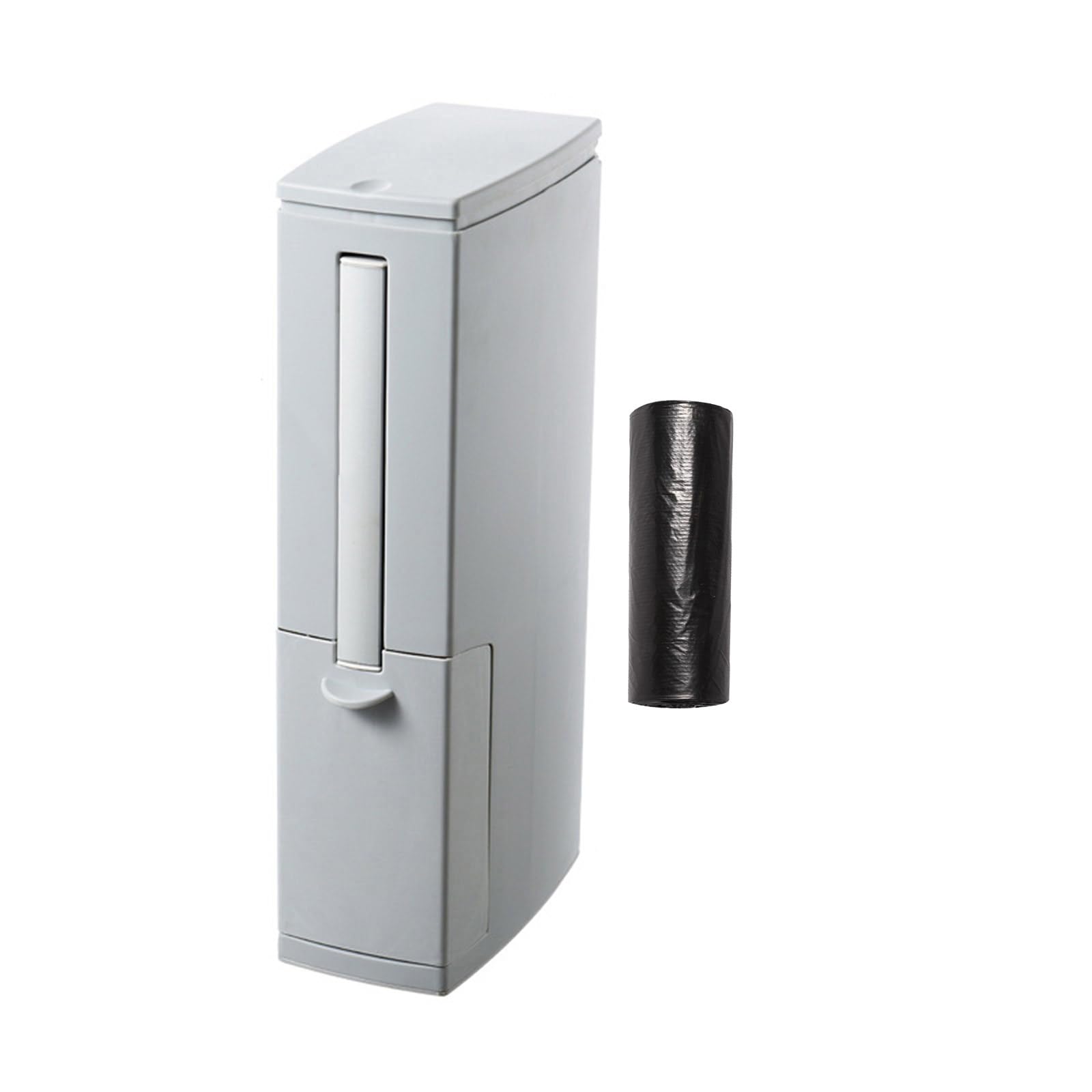 Buxuaaaa Grey Waste Basket With Innovative Press Lid Trash Can Waste Bin For Home Sealing Trash Bin Toilet Brush Basket