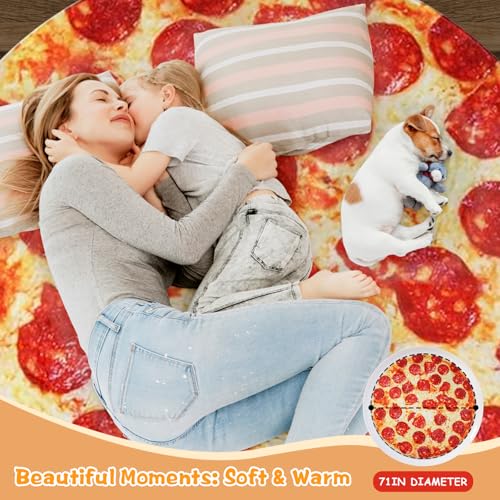 Image of Lhedon Pizza Blanket 71 Inch Funny Food Throw Soft Flanne | Gag gifts, white elephant gifts, Christmas birthdays, men women teens, realistic food design, cozy home decor