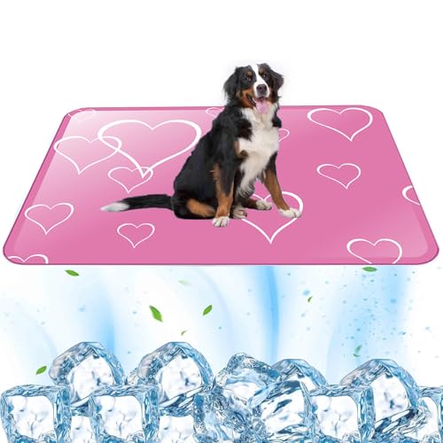AHEJIOO Kühlmatte für Hunde und Katzen - Kühldecke Hund 50x40cm Selbstkühlend, Wasserdicht Faltbar Hundekühlmatte Haustier Kühlmatte für Heiße Tage