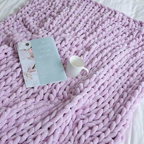 Maetoow Chenille-Decke mit grobem Strickmuster (101 x 127 cm), handgefertigt, warme und kuschelige Decke für Sofa, Bett, Dekoration… – Ansicht 4