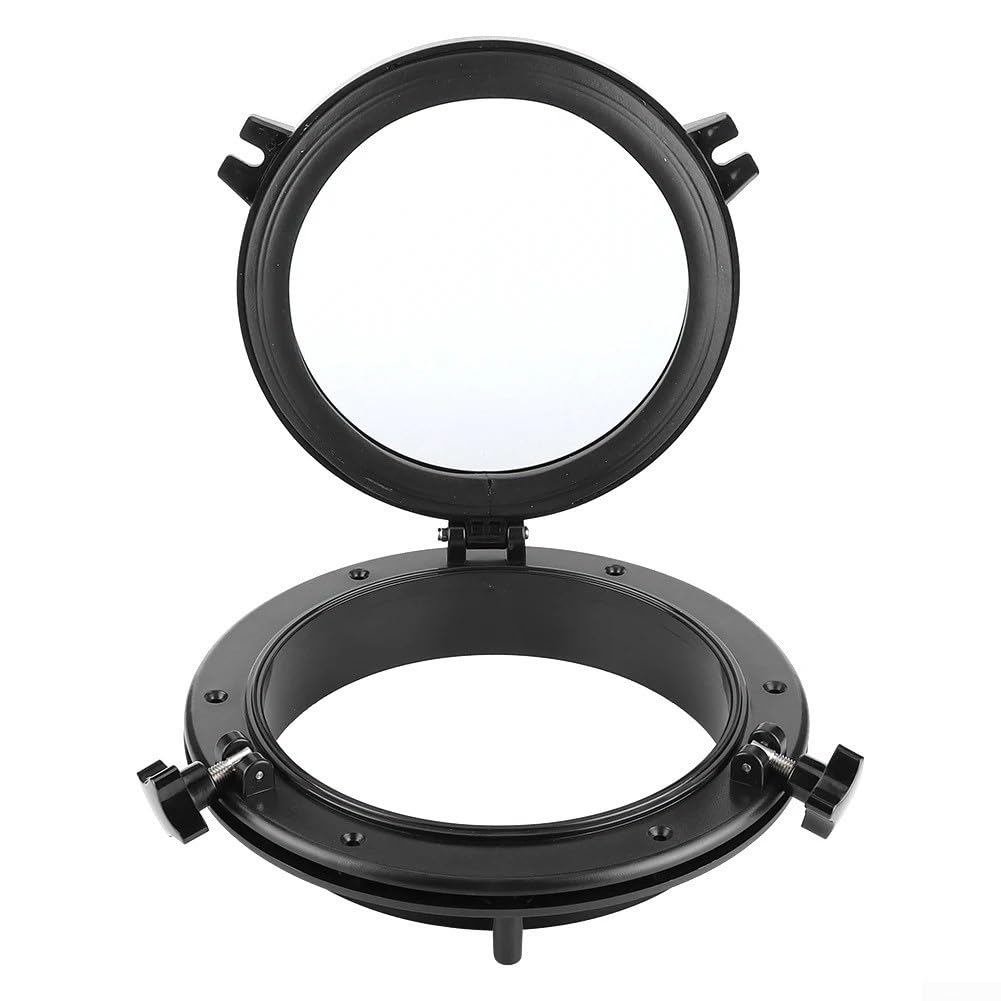 Hublot marin à ouverture ronde de 216 à 265 mm avec verre trempé de 4 mm, cadre en ABS, raccords en acier inoxydable 316, résistant aux UV pour bateau ou camping-car (216 mm)