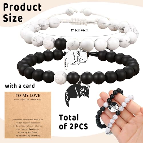 2 stuks kattenarmbanden, vriendschapsarmbanden, cadeau voor koppels, vriendschapsarmbanden, verjaardagscadeau voor Valentijnsdag, Kerstmis - Afbeelding 3