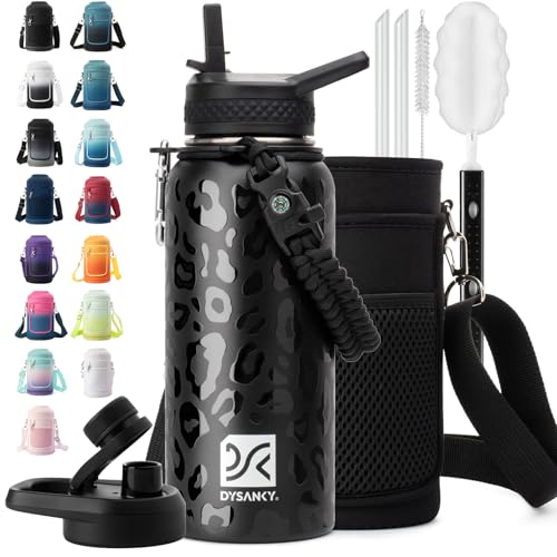 Insulated Water Bottle | Thickened Stainless Steel Vacuum Metal | Portable Sports Water Jug for Gym and Hiking with Straw, Carrier Bag, Handle Strap | BPA-Free 32 oz