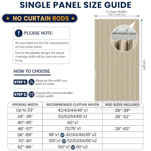 Image of AJAZZ Blackout Folding Door Accordion Door Closet Doors Curtain Invisible Applicable Bedroom Room Living Room Doorway(Cream Yellow 72 inch W x 78 inch L 1 Panel