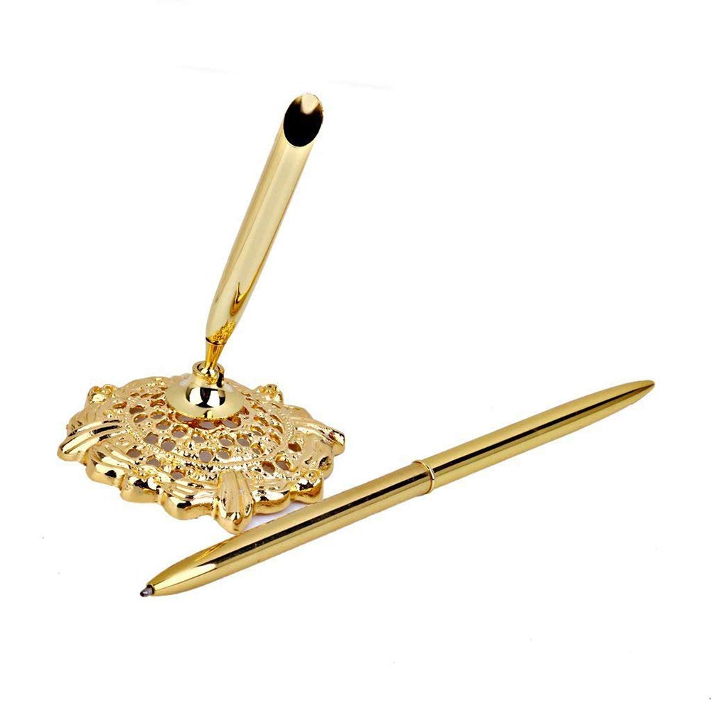 Stylo De Signature Doré Pour Mariage - Avec Support Gravé - Pour Livre D'or, Cérémonie, Cadeau Souvenir - 13