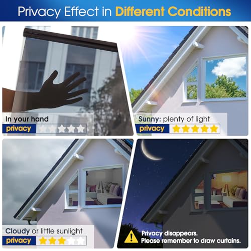 image for Coavas One Way Window Privacy Film, Window Tint for Home, Reflective M