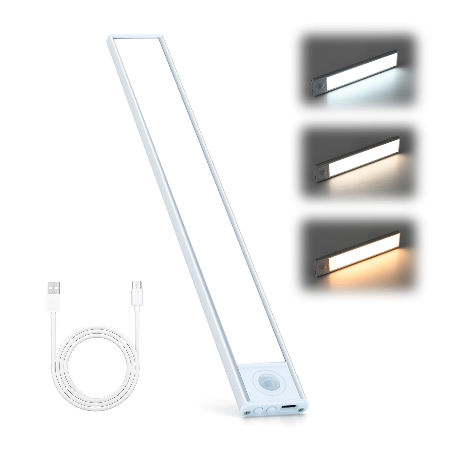 BEPOJOY Under Cabinet Lights, 1 Pack 12 inch Wireless Motion Sensor Light Indoor with 54 LED and 3 Colors Dimmable, Rechargeable Under Cabinet Lights for Kitchen, Bedroom, Stairs Closet