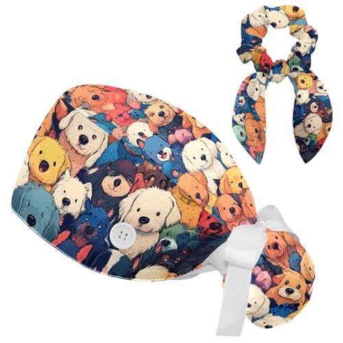 Gorro quirúrgico ajustable para mujer con botones miniatura 1