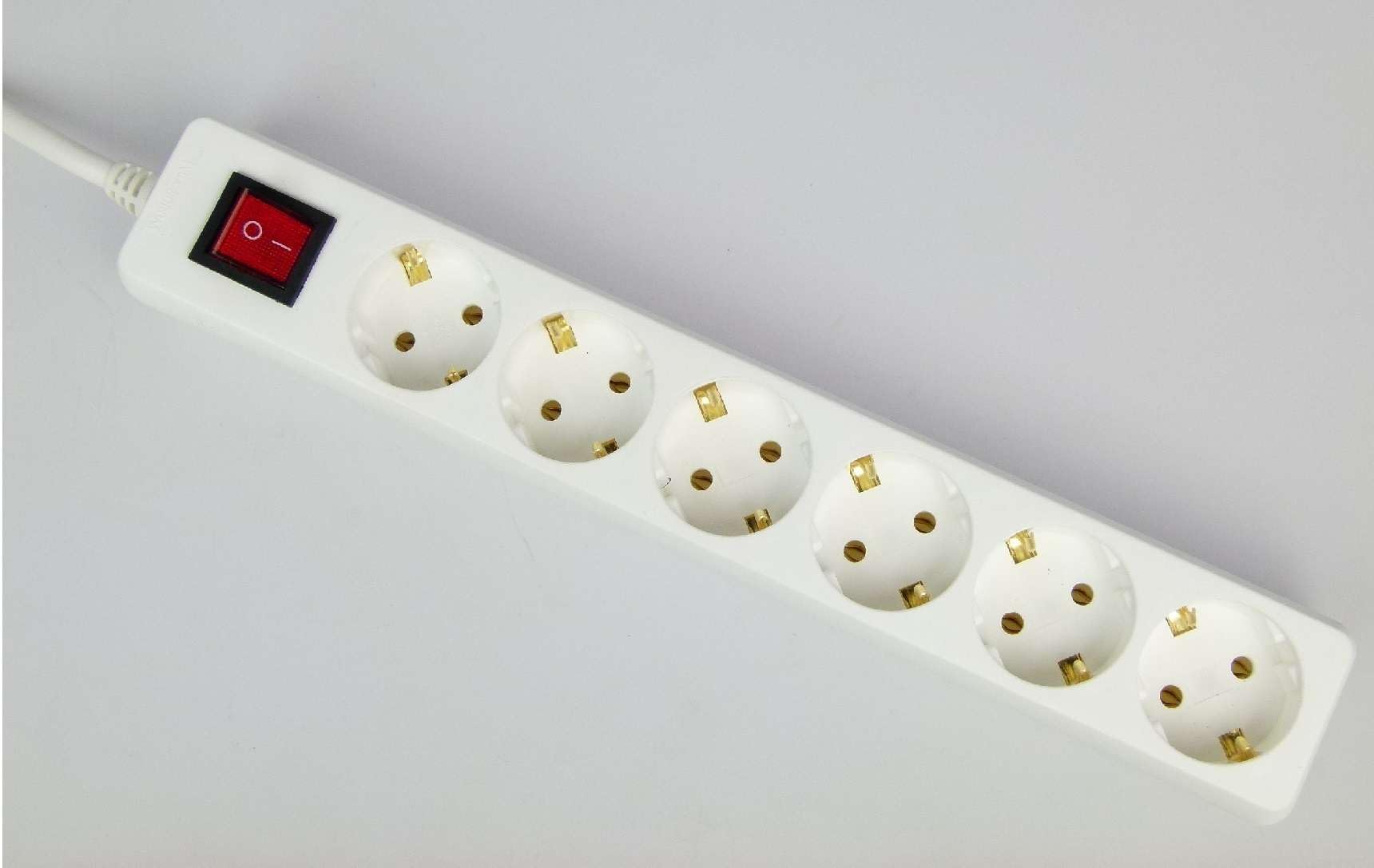 GLT 10 x Paccs 6-Fach Mehrfachsteckdose mit Schalter Weiss Steckdosenleiste, Steckplätze 45 Grad gedreht, Kabel 1,4m, GS geprüft