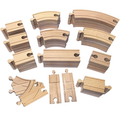wooden train track 44pcs wood train tracks expansion accessories expansion pack fits melissa and doug brio thomas montessori toys birthday gift for boys girls toddler kids