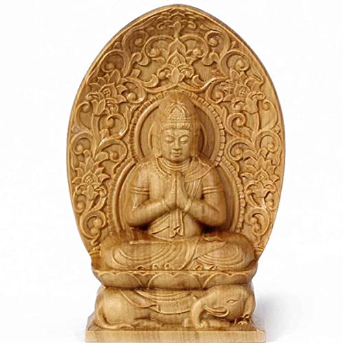 artlies 普賢菩薩 観音 ミニ 手のひら 辰 巳 木造 仏像 木彫り 彫刻 像 ご利益 開運 出世 厄除け 学業成就 身上安全 立身出世 木彫 辰年 巳年