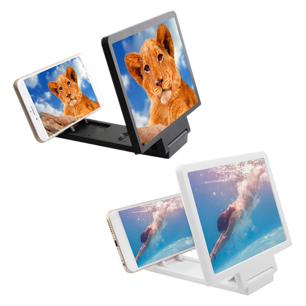 proiettore da tavolo per smartphone, Supporto per proiettore amplificatore schermo mobile 12 pollici, display video(Black)